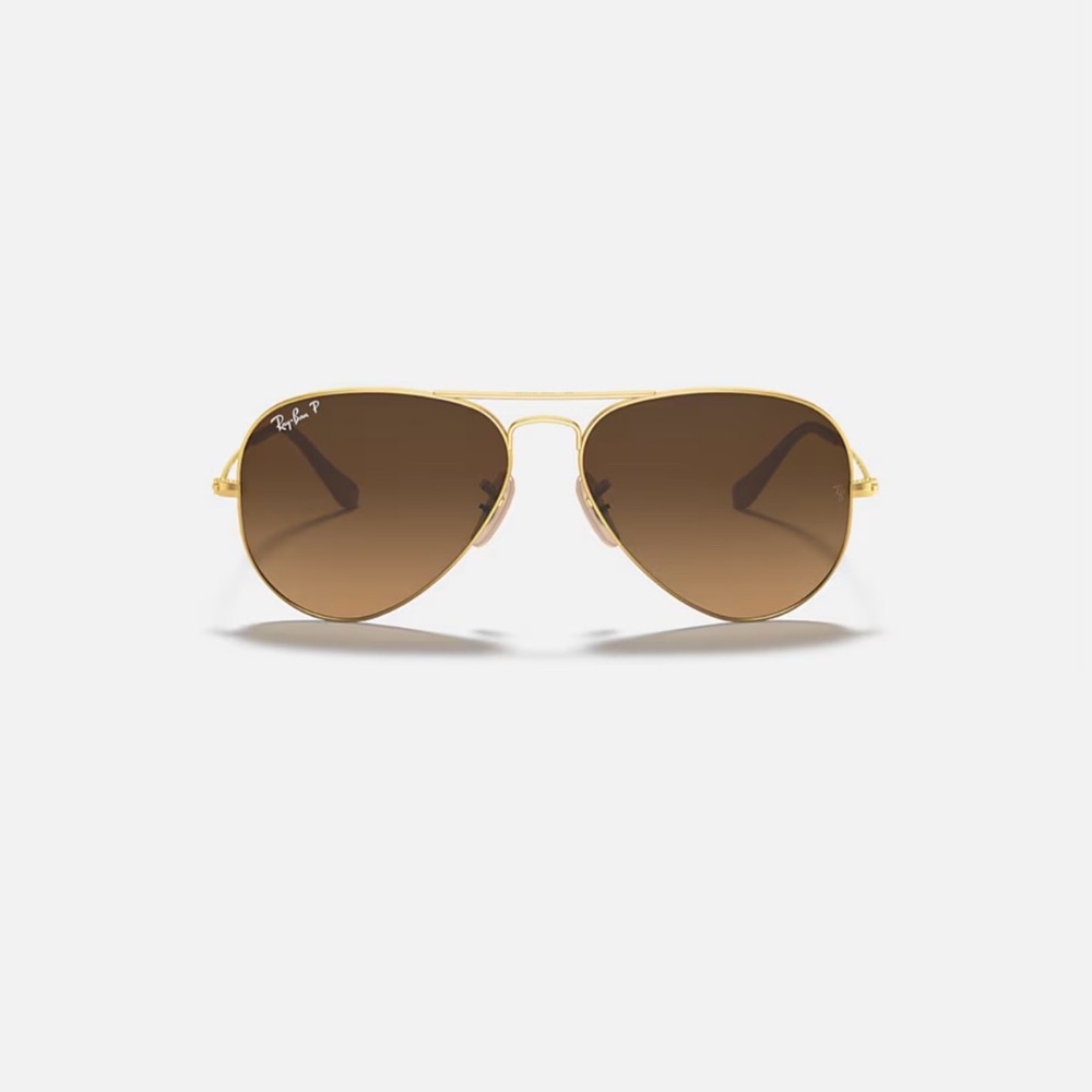 Ray Ban Sunglasses RB3025 001/M2 Polarized Aviator Large Metal 58-14 - Gold Brwn - Picture 6 of 14